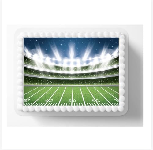 Football Field Edible Cake Topper Icing Sheet, 8x10 Inch, Stadium