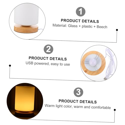 Lámpara de Mesa OSALADI LED Madera Cilíndrica Luz Cálida miniatura 7
