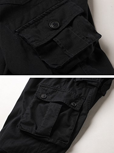 Akarmy Men's Casual Cargo Pants Military Army Camo Pants Combat Work Pants With 8 Pockets(No Belt) Black 34 #TOP3