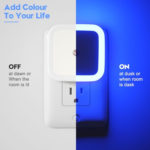 Image of Sujeet Blue Night Light 4 Pack,Night Lights Plug into Wall 4-Pack, Nightlight Plug in Night Lights, Dusk to Dawn Night Lamp Led Night Light for Bedroom, Bathroom, Hallway