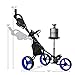 SPORFIT Golf Push Carts 3 Wheel Folding-Collapsible Lightweight Push Cart with Seat for Golf Clubs, Foot Brake/Umbrella Holder- 4 Height Position Handle