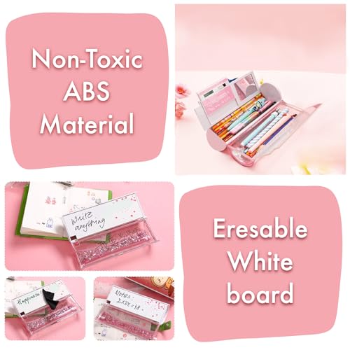 Image of SNAPTRON Plastic Pencil Box For Girls Kids - Multi-Function Pencil Case With Calculator, White Board, Marker & Storage, School Box For Girls Cute Geometric Compass Pouch Accessories