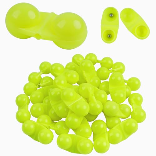 VATEICO Doppel-Rasselperlen, tragbare Kunststoff-Angelperlen, Wels-Vorfach, Lockstoffe, Angelglocken, Zubehör für Wels, Barsch, Pompano, Striper, Köder, Fischmischung, Gelb, 40 Stück