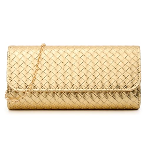 Image of DETARA Woven Evening Bag Clutch Purses for Women Fashion PU Leather Crossbody Purse for Wedding Party and Prom
