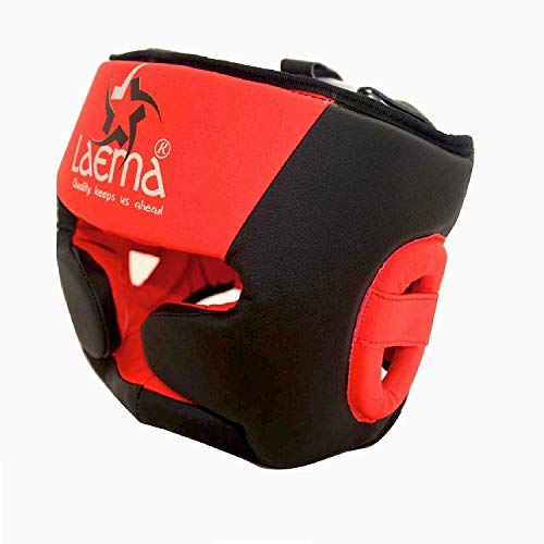 Pro MMA Martial Arts Muay Thai Gym Kick Boxing Head Guard Protector Gear Helmet (RED/Black, Small)