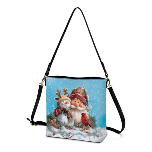 Image of HUGS IDEA Boho Bags for Women Leather Handbag Shoulder Bucket Crossbody Purse