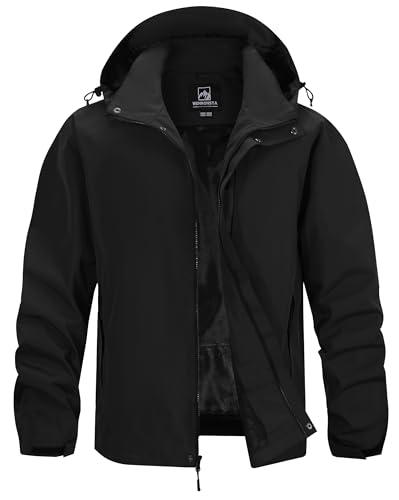 WENRONSTA Men's Lightweight Rain Jacket Waterproof Windbreaker Hooded Raincoat Shell Jacket Outdoor Hiking Fishing Travel