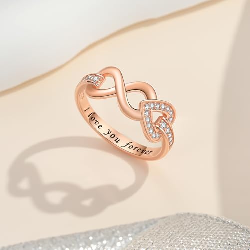 925 Sterling Silver Infinity Heart Promise Rings Wedding Bands Rings for Women2