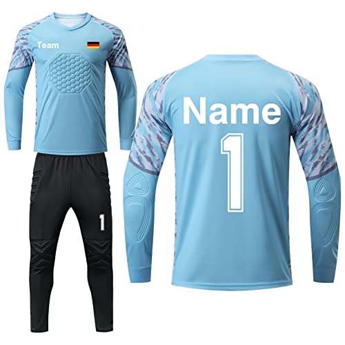 LAIFU Benutzerdefiniert Torwarttrikot Set für Herren Kinder Torwart Trikot mit Nummer Name Team Logo Torwarttrikot Personalisieren