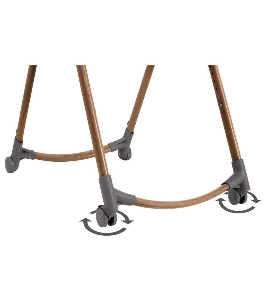 Maxi-Cosi Minla Plus, chaise haute évolutive de 0 à 14 ans (0–60 kg), avec plateau pivotant à une main, 4 roues, 9 hauteurs, 5 inclinaisons, pliable compact, Elegance Graphite