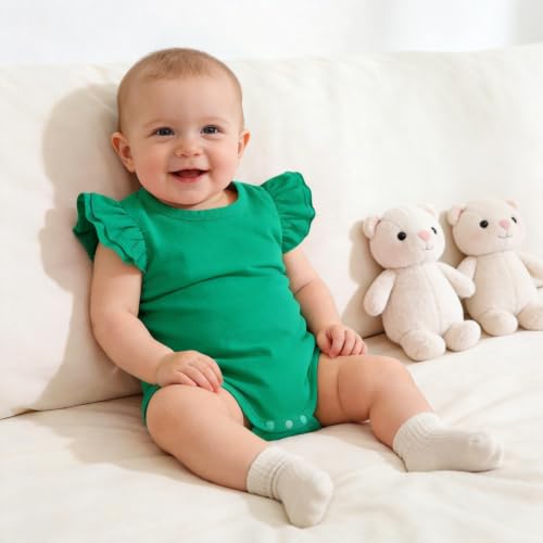 Image of LYSMuch Toddler Baby Girls T Shirt Ruffle Sleeveless Kids Cotton Tshirt Solid Color Blouse