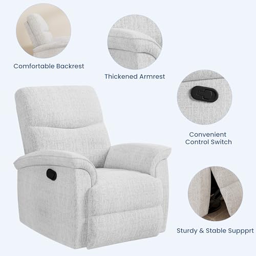Image of Garvee Swivel Rocker Recliner Chair, Nursery Rocker Recline Chair, Manual Chenille Reclining Armchair with 38.6 inch w Seat, 350 Lb Capacity, Oversized Single Sofa for Living Room Bedroom,Beige
