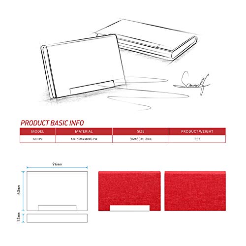 Padike Business Card Holder, Business Card Case Professional Pu Leather & Stainless Steel Multi Card Case,Business Card Holder Wallet Credit Card Id Case/Holder For Men & Women. (Red) #TOP2