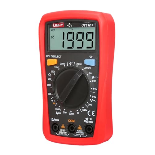Image of UNI-T UT33D Digital Palm Size Multi-meter with Manual Range 1999 Counts Tester (Red)
