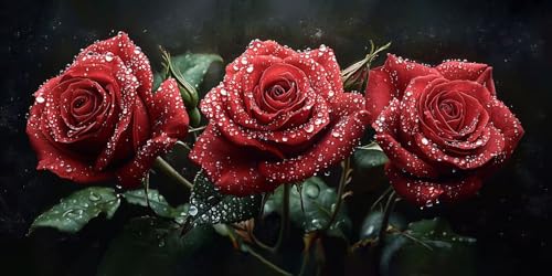 Kit Art Diamant Rose Rouge Anti-Stress et Relaxation pour Adulte à la Maison