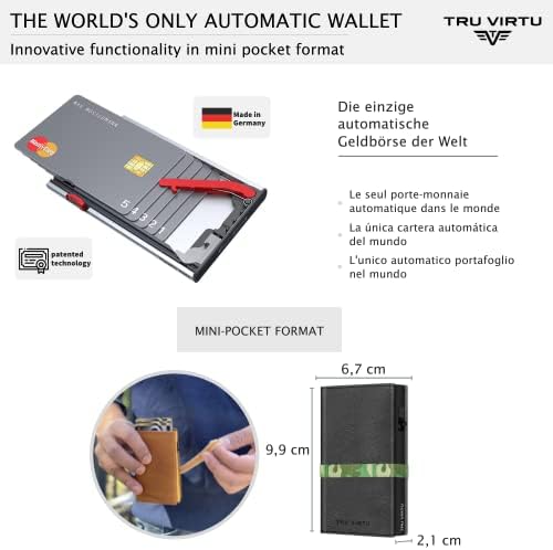 Tru Virtu® Wallet Click & Slide Strap Cross Nappa Black Camouflage/Black I Card case RFID NFC Protection I Italian Leather Card Holder I Credit Card Holder I Slim Wallet I smart Wallet - Image 5