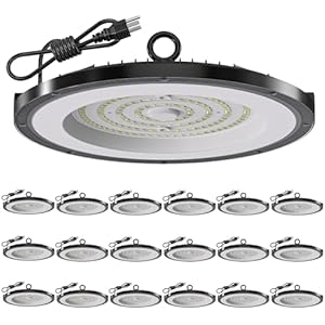 AIKVSXER 200W LED High Bay Light 30000LM UFO Shop Light 6000K Daylight IP65 Waterproof for Warehouse Garage Barn Factory Workshop 5FT Cord with US Plug 18 Pack 18 Pack-200W