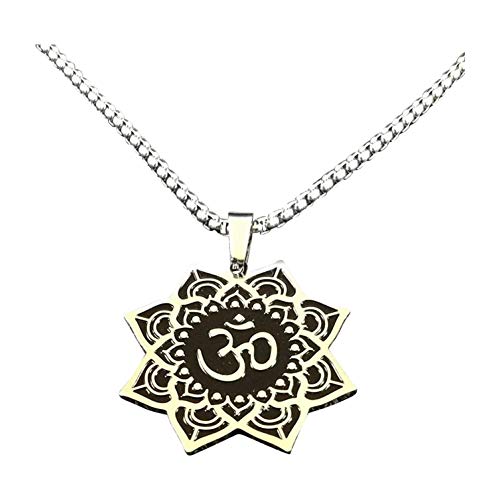 Fancychain - Collar de Acero Inoxidable Joga Lotus Pureza Fidelity Iluminación, Budismo OM