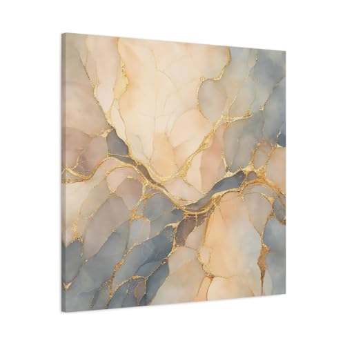 Toile abstraite marbre or au-dessus de la console pour une entrée chic