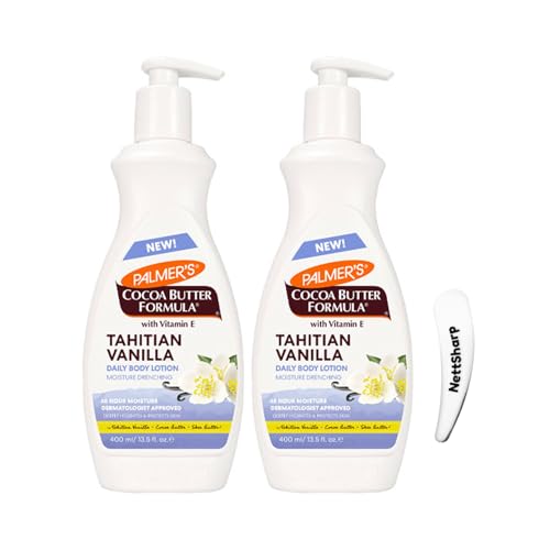 2 Pack Palmers Cocoa Butter Formula Tahitian Vanilla Body Lotion 400ml-48 Hour Hydration Deep Moisturizing with VitaminE and Shea Butter.Nourishing Cocoa Butter Formula For Soft Smooth Hydrating Skin