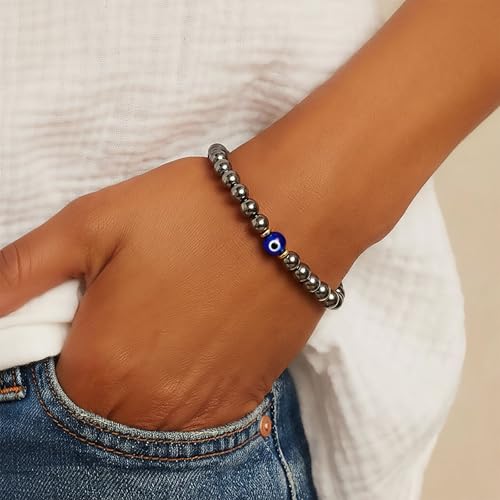 Image of Evil Eye Bracelets Hematite Protection Gifts for Women Men