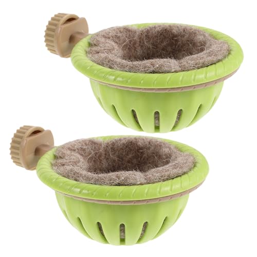 TOVINANNA 2 Piezas en Temporada de Flores y para Jaulas de Cría con Soporte y Diseño de Soporte, de Plástico Verde con Forro de Algodón para Canarios y Periquitos