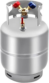automoris 30 LBS Capacity Refrigerant Recovery Tank, 4 Gal 435 Psi Portable Cylinder Tank with Y-Valve for Liquid/Vapor, High-Sealing Recovery Can for R12, R22, R134, Gray