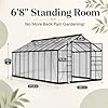 10x18 FT Aluminum Greenhouse, Durable Walk-in Polycarbonate Greenhouse Kit with Adjustable Roof Vent, Easy Assembly Outdoor Garden Greenhouse for Backyard, Black #2