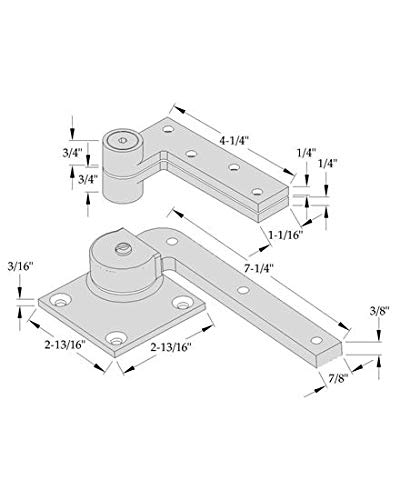 ABH 0117 3/4 Offset Pivot Set (Includes 0180 Top & 0117B Bottom) (Satin Stainless Steel, RH)