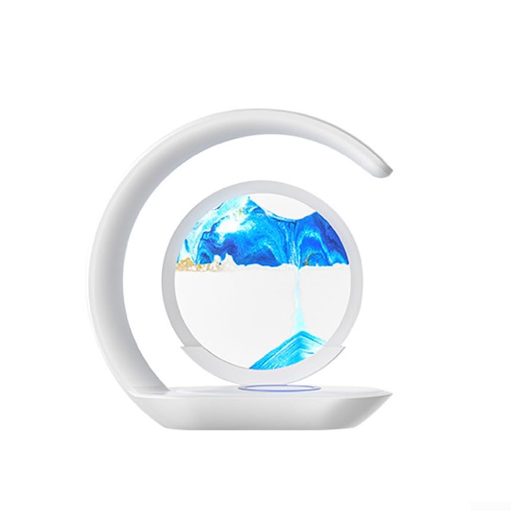 Luz nocturna de arte de arena, 3D Reloj de arena Arte de arena Luz nocturna USB Lámpara de mesa de carga inalámbrica para el hogar Nueva pintura de arena Lámpara de escritorio de carga inalámbrica