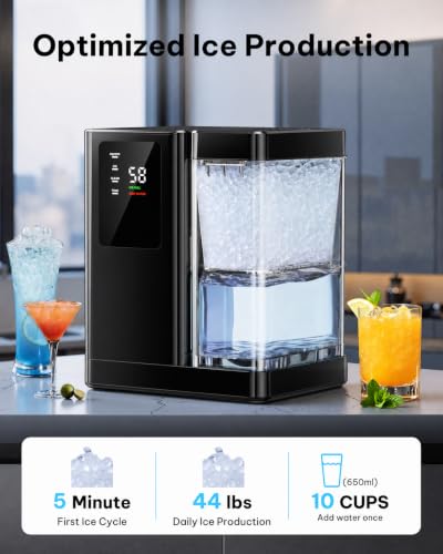 Image of Silonn Nugget Ice Maker Countertop, 44 lbs /Day Chewable Sonic Ice Machine with 3L Detachable Water Tank, Self-Cleaning & 24H Timer, Portable Ice Maker for Home Bar Kitchen, Black
