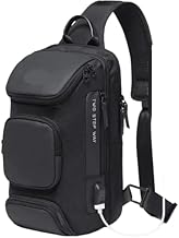 Crossbody Bag - Fits 12 Inch Mini Laptop - Unisex Adult - Leather & WaterProof Material - Waterproof - Black