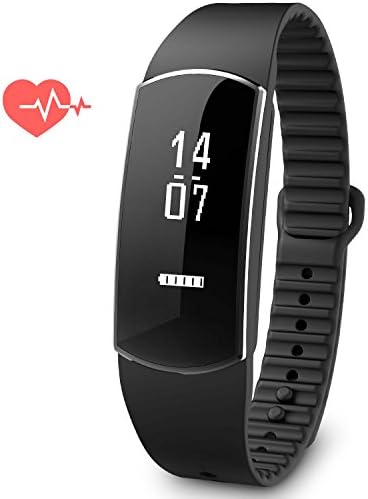 Fitness Activity Tracker, Smart Watch with Heart Rate Monitor Sleep Monitor Calorie Counter Pedometer Sports IPX67 Waterproof Tracker for Android and iOS Smart Phone-Black