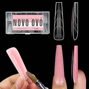 NOVO OVO Tapered Square Nail Dual Forms for Poly Gel Extension, 15 Sizes, Reusable