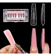 NOVO OVO Tapered Square (Natural not Sculpted) Nail Dual Forms for Poly Gel Extension with Guidin...