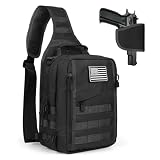 HAOMUK Tactical Sling Bag Backpack for Men with Pistol Holster Military Shoulder Crossbody Bag for Concealed Carry - Black
