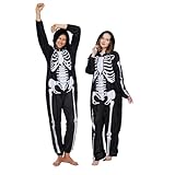 ReneeCho Skeleton Pajama Adult Skeleton Costume Unisex Halloween Onesie Costume Black