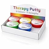 Therapeutische Knete, Premium-Set, 5 Stück, quetschbar, ungiftig, für Handübungen, Anti-Stress, 5 Stärken für Erwachsene und Kinder, 57 g, farbkodierte Behälter