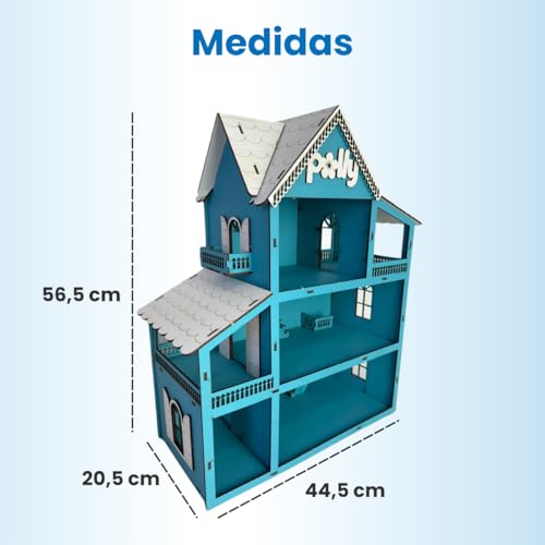Casa de Bonecas Casinha mdf 60cm com 30 Mini Moveis - Cor Azul Frozen