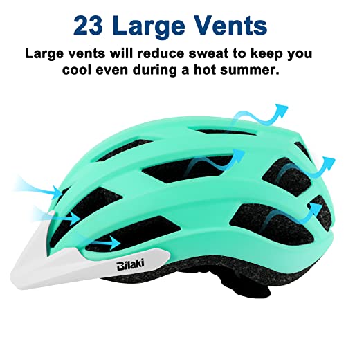 Adult Bike Helmet, Road Mountain Bicycle Helmet For Men Women, Lightweight And Adjustable With Detachable Visors, 2 Sizes (Mint Green) #TOP3