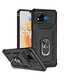 Coque pour Realme C11 2021, Protecteur de Caméra, Armure Rigide Housse 360° Metal Anneau Magnetic Support Antichoc Silicone Étui pour Realme C11 2021