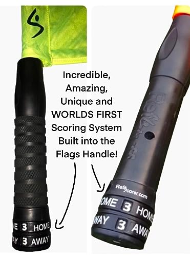 RefStuff RefScorer FLAGS – Referee Flags (pair) Assistant Referee Linesman Flags, now with unique and WORLDS FIRST Scorer Function built into the handle