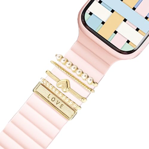 Wisebom 5 Stück Apple Watch Schmuck Charms Watch Armband Charms Metall Dekorative Ringschleifen Uhr Band Zierringe Schle...