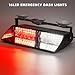 PKINGLAKE Red/White Firefighter Emergency Dash Strobe Lights for Vehicles 12V 16 LEDs Interior Windshield Visor Deck Hazard Flashing Safety Warning Light Bar for Police Law Enforcement Trucks