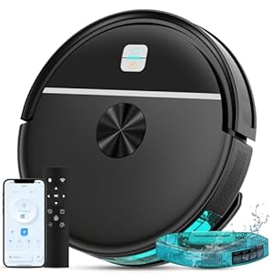 ECOHOME Robot Vacuum and Mop Combo,3500Pa Powerful Suction, with Wi-Fi/App/Remote,2 in 1 Mopping Robot Vacuum Cleaner,Dustbin and Watertank, for Pet Hair,Hard Floors and Low Pile Carpet,Black