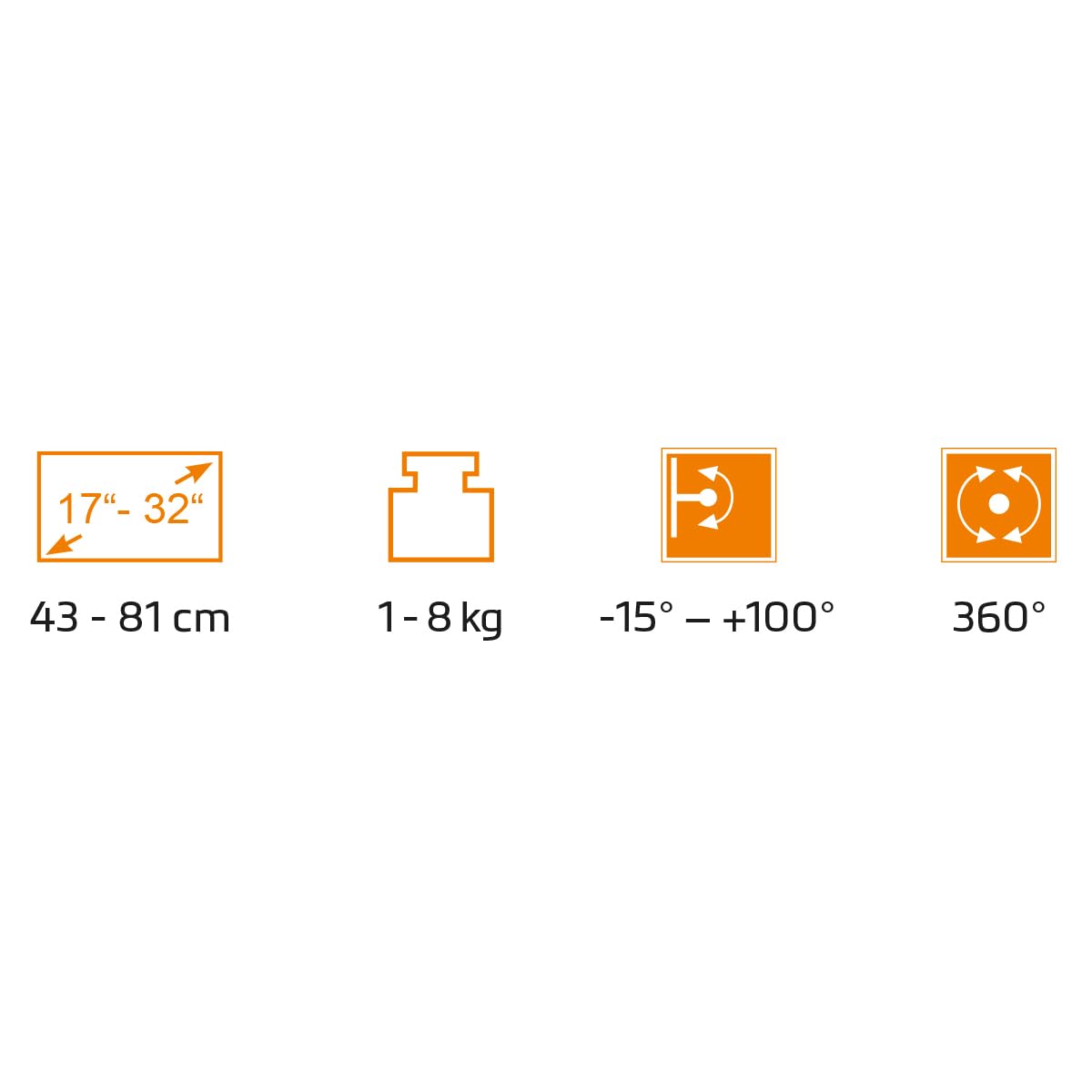 my wall Supporto per monitor regolabile in altezza – HL58L, meccanismo a molla, supporto per monitor, regolabile in altezza, inclinabile, regolabile orizzontalmente, monitor touchscreen