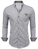 TAM WARE Mens Inner Plaid Oxford Cotton Button Down Dress Shirts TWNEL565S-318S-GRAY-US M