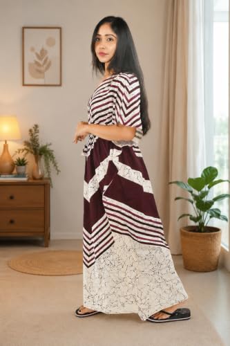 Image of Pure Cotton Indonesian Kaftan Nighty Full Length | Breathable material