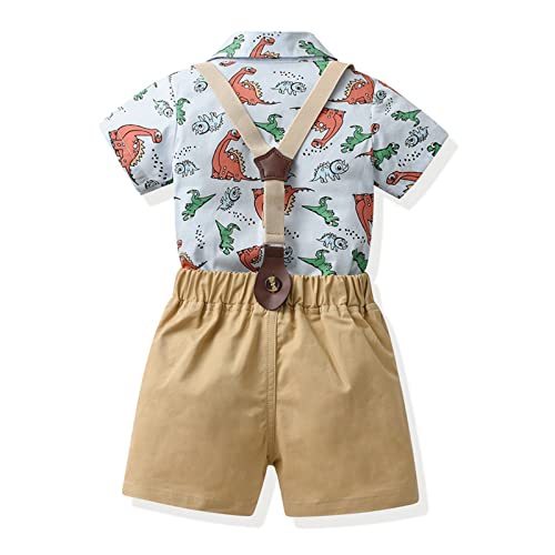 MRAFDGFB Camiseta de dinossauro de manga curta para meninos meninos com gravata infantil cavalheiro