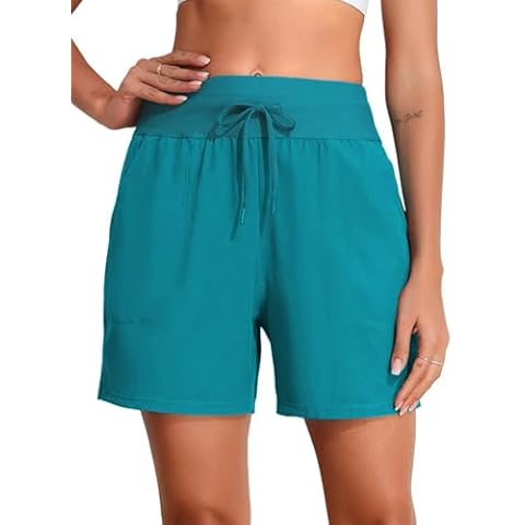 BLENCOT Women Swim Shorts Green Beach Board Shorts Swimming Bottoms High Waisted Tummy Control Swimsuits Shorts Size 10 Cover